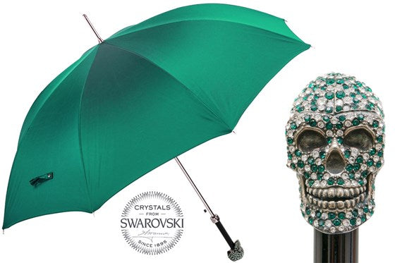 Pasotti Green Swarovski Skull Umbrella