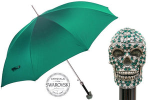Pasotti Green Swarovski Skull Umbrella